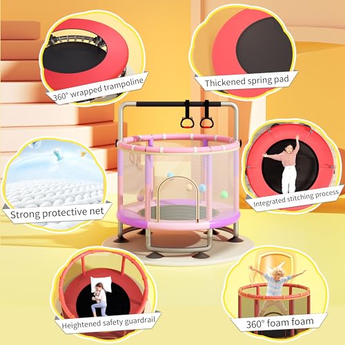 5-in-1 Toddler Trampoline for Kids,60"" Trampoline for Toddlers,Upgrade Kids Trampoline Indoor Outdoor,500lbs Baby Child Large Small Trampoline with Safety Net - Image 4