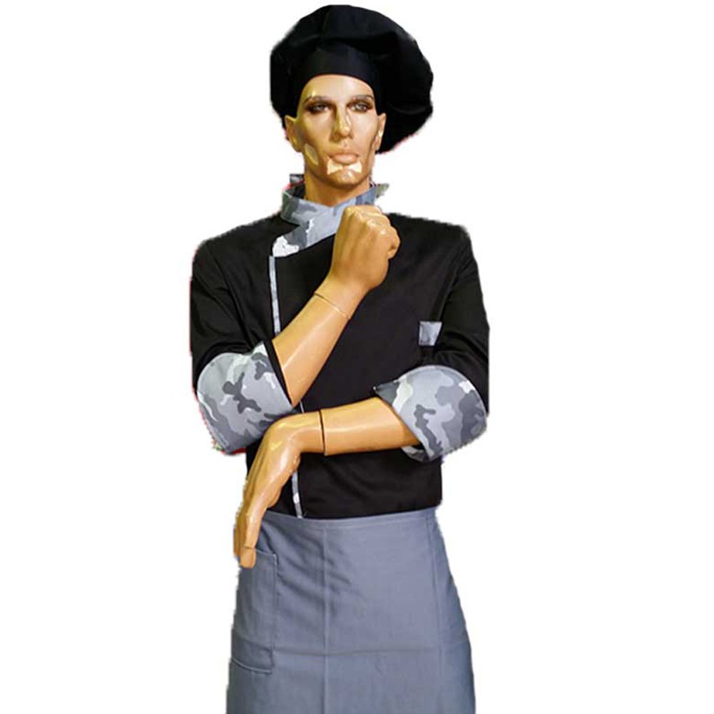 Fratelliditalia Uniforme de chef 4 pièces - Pantalon, veste, tablier et toque, gris - - M