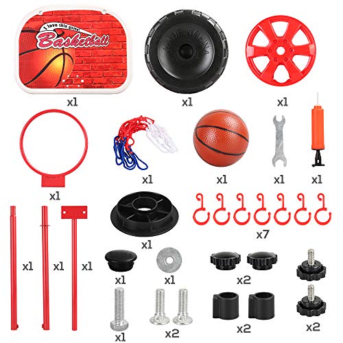 kramow Basketball Hoop Stand Set Height Adjustable Mini Basketball Goal Indoor & Outdoor Toys with Ball and Pump for Kids Red kramow Basketball Hoop Stand Set Height Adjustable Mini Basketball Goal Indoor & Outdoor Toys with Ball and Pump for Kids Red