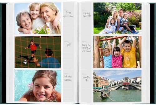 Image of Photo Album 4x6 with 300 Pockets, Linen Hardcover Slip-In Photo Album with Memo Writing Space & Front Window, Family Baby Wedding Travel Anniversary Memory Book (Green)