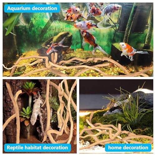 Image of Hamiledyi Natural Driftwood for Aquarium Decor - Red Moor Wood 10 inch-15 inch Long Assorted Shapes (600g) Safe Branches for Fish Tank & Reptile Habitat - Natural Aquarium Wood Decorations (Coarse Branches)