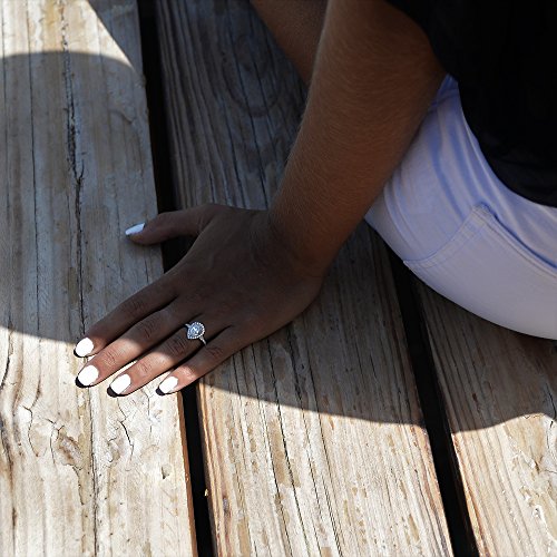 3 Ct Pear Shaped Cubic Zirconia Solitaire Engagement Ring Pave Thin Band in Sterling Silver Size 5 6 7 8 9 (4)3