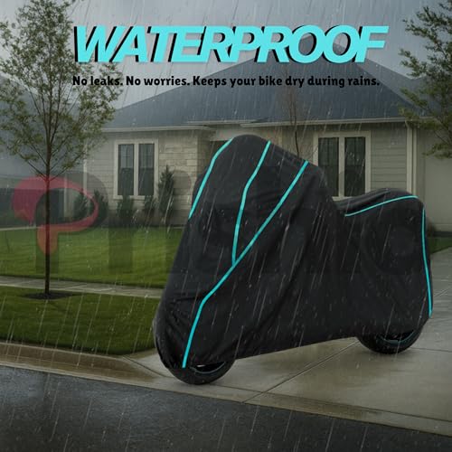 Image of Waterproof Bike Cover for Hero Passion | Dustproof, UV Heat Resistant & Windproof with Full Bottom Elastic, Heavy Duty Polyester Fabric, Triple Stitched - Black