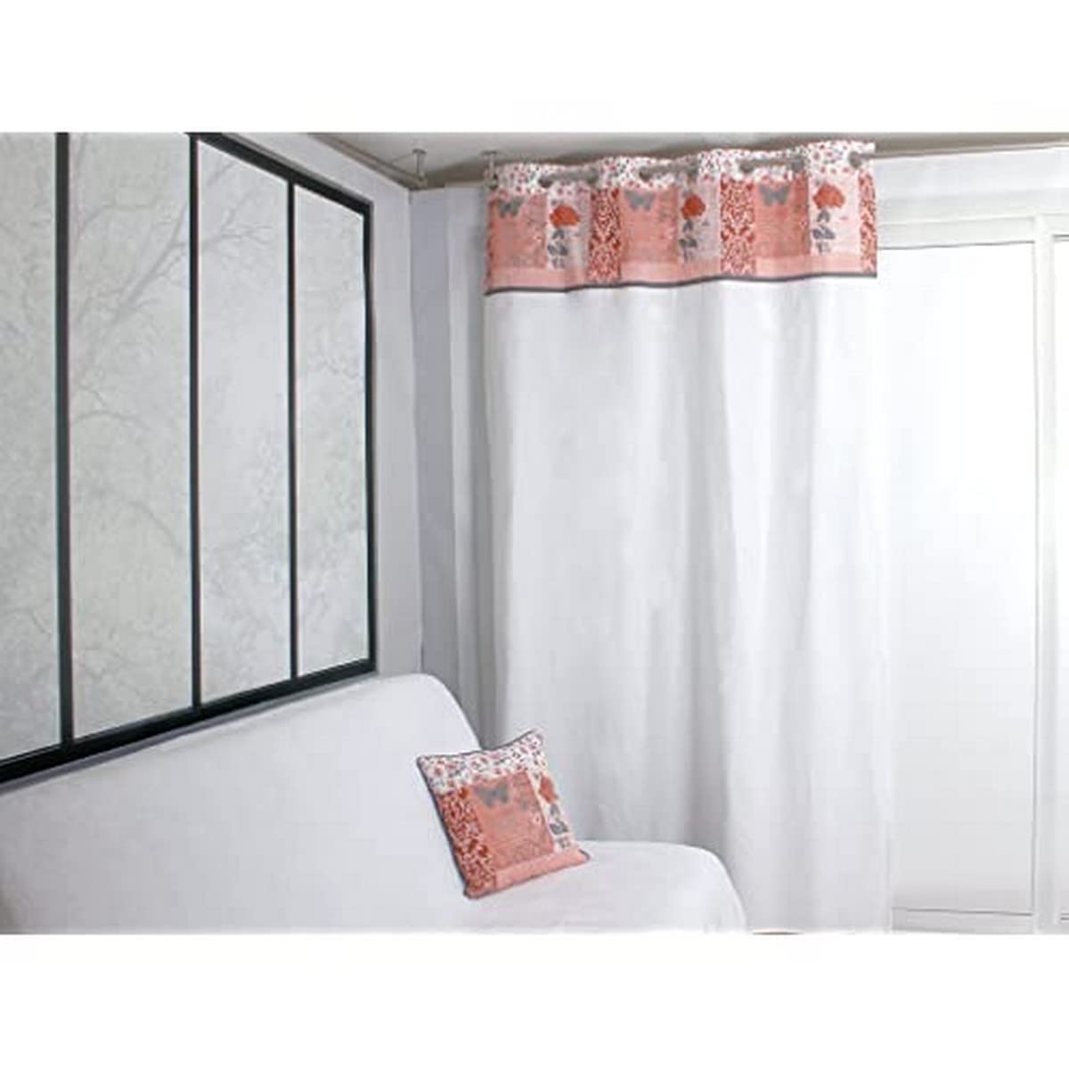 Soleil d'ocre Rose Cotton Curtain with Eyelets 140 x 240 cm