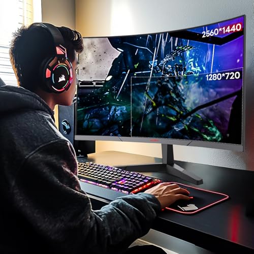 KOORUI 27 Inch QHD Gaming Monitor, 180Hz 1ms Curved VA Panel (1500R), Monitor with Adaptive-Sync, 1440p PC Screen, HDMI/DP, VESA Compatible, Tilt Adjustable, Eye Care - Image 4