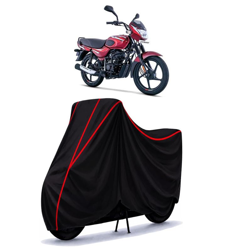 Image of Bajaj Discover 100 Water Resistant Bike Cover for All Motorcycles & Rain | Heavy Duty Taffeta Fabric | UV Protection, Dustproof, Scratchproof | All Weather Two Wheeler Body Cover with Elastic Bottom