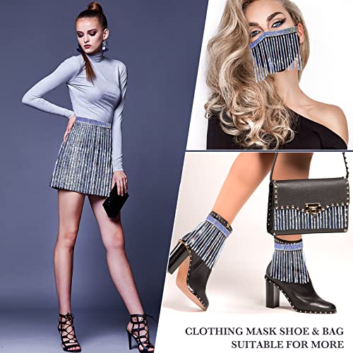 6.5 Yards Encryption Sequins Lace Tassel Fringe Trim 30 Cm Bling Sewing Fringe Trim Metallic Sequin Trim Embellishment Crafts For Diy Dance Stage Costume Clothing Dress Decor (Laser Silver) #TOP4