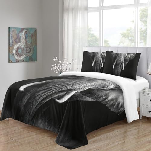 Housse couette éléphant impression 3D microfibre zippée King size - 5