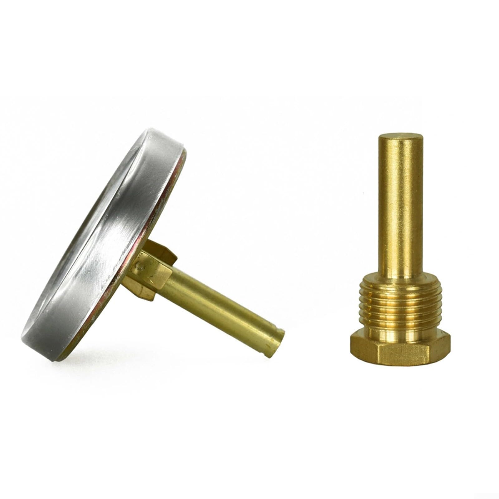 Termometro bimetallico in acciaio inox quadrante 0-120 ° C 63 mm con manicotto ad immersione in ottone da 1/2 pollice per misurazione della temperatura dell'acqua Caldaie per riscaldamento