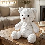 Lighterday 4 x 100 g wełny szenilowej do szydełkowania, gruba przędza do szydełkowania i robienia na drutach, dla początkujących, idealna na szalik, koc, czapki, swetry i torby (mleczna biel)