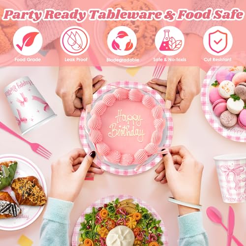 50% Off Pink Ribbon 198-Piece Party Kit for 24 Guests - Image 4