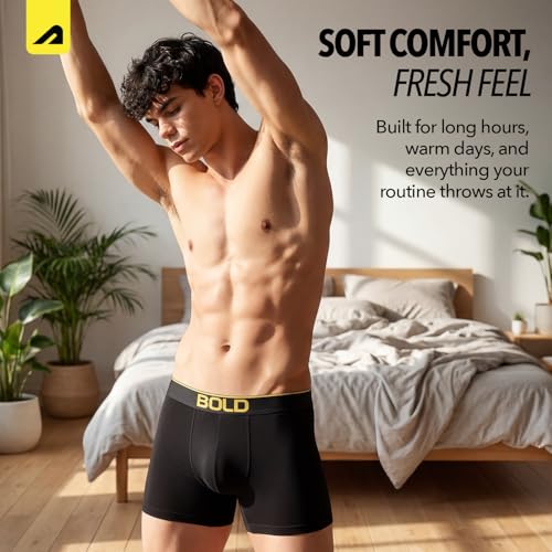 Image of Boldfit Trunk Underwear for Men, Modal Stretch Innerwear, Ultra-Soft Lightweight Boxer Briefs, No-Ride-Up Fit, Open Fly, Moisture-Wicking, Anti-Bacterial, Plush No-Mark Waistband