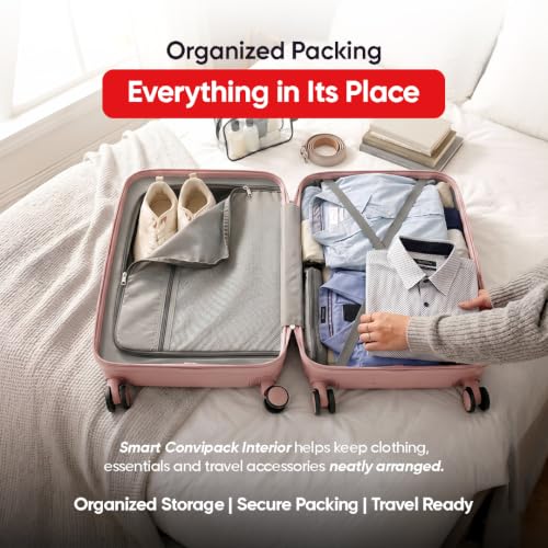Image of Meridian Medium Check-in Suitcase 65 cm 24 inch Polypropylene Hard Trolley, 8 Spinner Wheels, 2-Pocket Convipack, Recessed Number Lock for Men & Women Blossom Pink /Megenta Pink