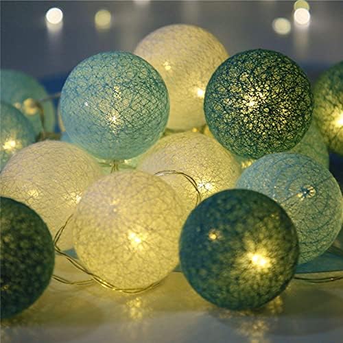 Padwa Lifestyle Cotton Ball String Lights, 3.1M/10.2Ft 20 LEDs USB Powered Cotton Ball Fairy Lights for Bedroom, Party, Indoor, Wedding, Festival Decor (Blue Tones)