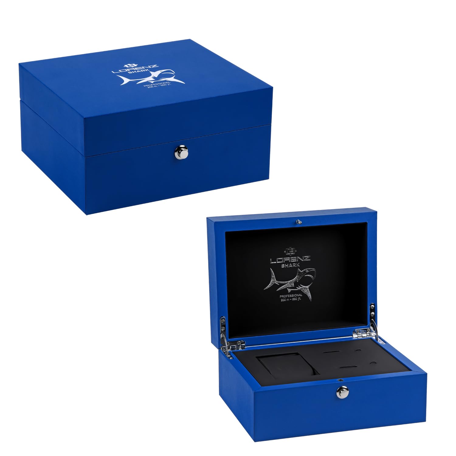 Lorenz Shark V 030255RD - Orologio Sportivo da uomo automatico- Orologio con cinturino in Acciaio Subacqueo Professionale Fino a 200 metri - Box con cinturino in gomma di ricambio