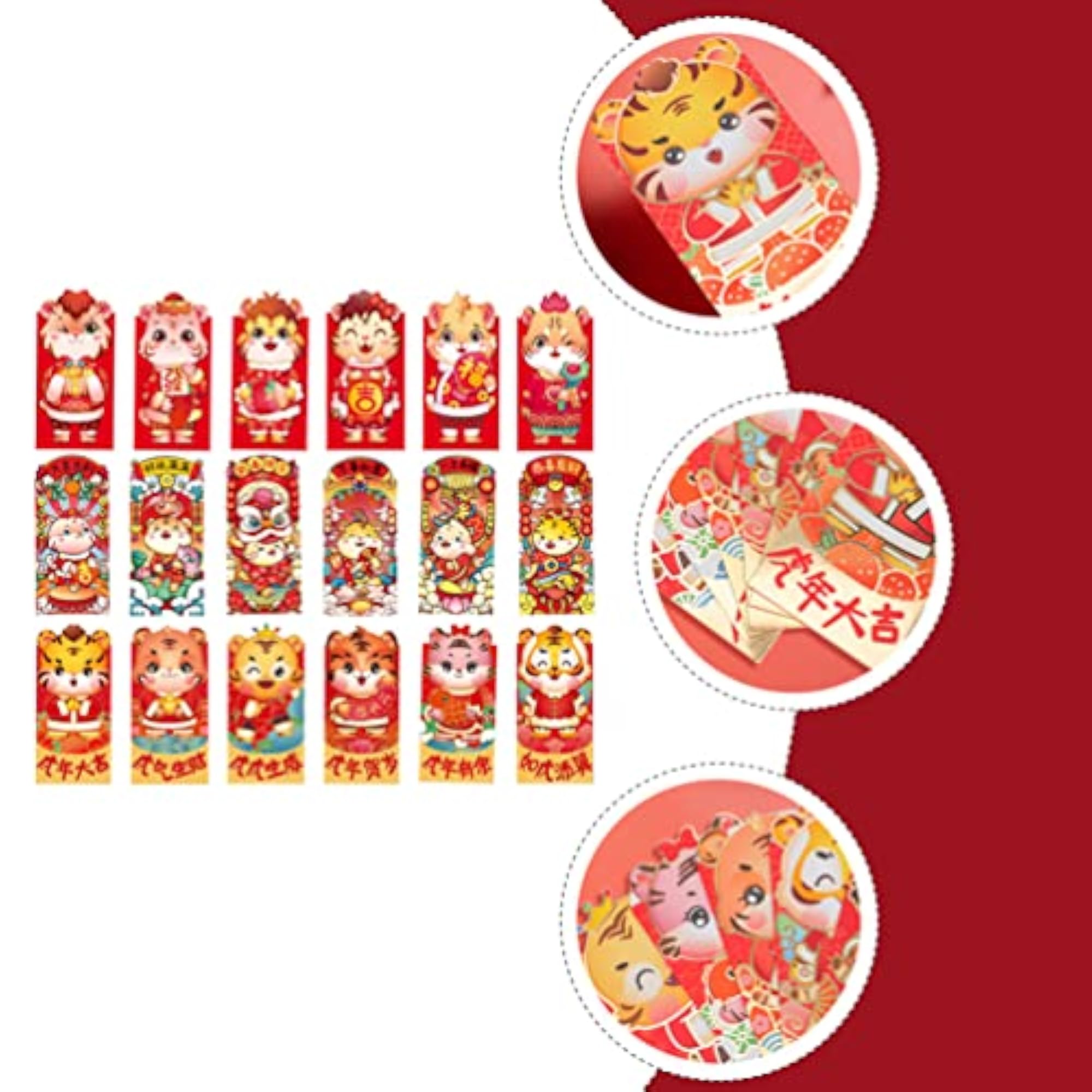 18pcs Chinese New Year Red Packets for 2022