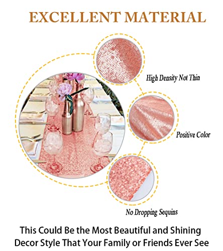 12''X72'' Blush Sequin Table Runner Sparkly Metallic Sequin Runner For Wedding Party Dinner Reception Blush Pink Baby Shower Table Runner Sequin Fabric Wedding Table Runner Birthday Party #TOP2