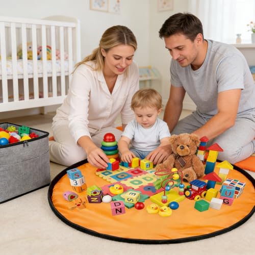 Kids Toy Organizer-Large Capacity Oxford Cloth Storage Bag With Heavy-Duty Zipper, Portable Building Block & Doll Collector, Washable Toy Bin For Outdoor, Camping & Bedroom | 600D Navy – Image 5