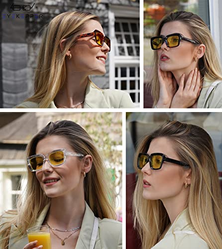 Image of Eyekepper 4 Pack Reading Glasses Blue Light Blocking Oversized Square Computer Readers Amber Tinted +1.00
