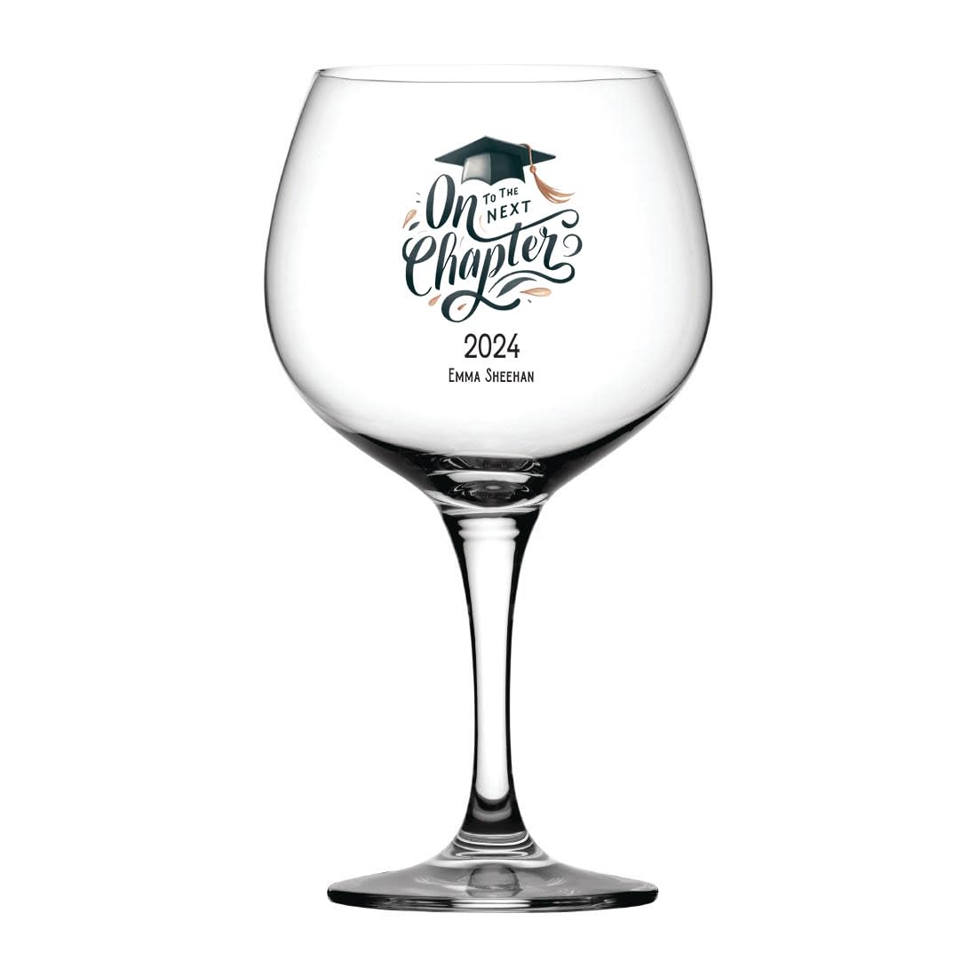 ukgiftstoreonline Personalised Graduation Cocktail Gin Glass Gift Keepsake, 696ml, 11 x 11 x 15cm, Personalised Name, Boxed (Next Chapter)