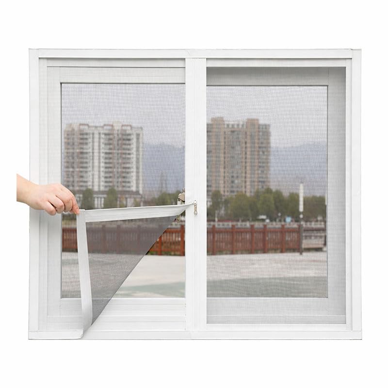 Autarky Zipper Mosquito Net for Window | Size Height 110 cm x Width 120 cm | Color-WhiteCustomizable Easy Install Mesh Screen with Double Zipper Hook Window Net Protect Home from Mosquitoes & Insects