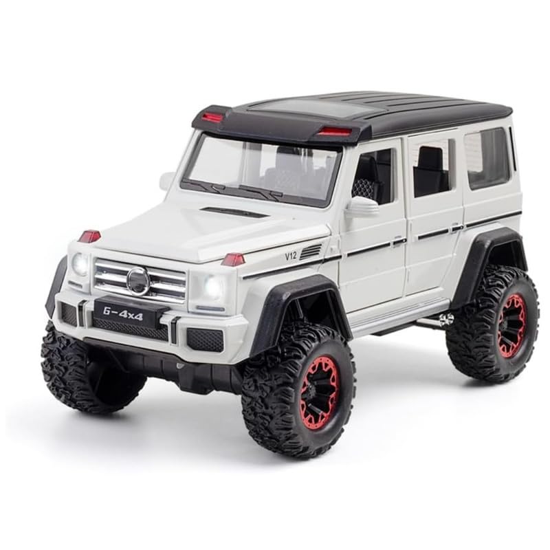 Image of New 1:32 AMG 4X4 Diecast Alloy Metal Pull Back Car with Openable Doors Music Sound and Light Vehicle Toy Car for Kids Boys (White)