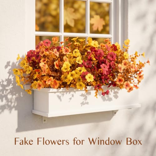 Lizzton 12 Bundles Artificial Flowers for Outdoors, UV Resistant Fall Mums — view 6