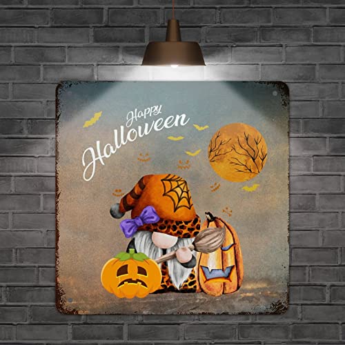 Panneau en métal gnomes d'Halloween - Solution déco murale rustique pour chambre et garage