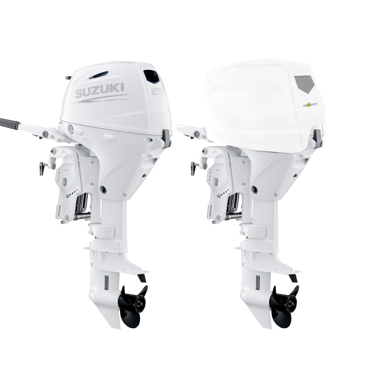 Oceansouth Coperture ventilate su misura per motore fuoribordo Suzuki (bianco, DF15A, DF20A 2CYL 327cc (dal 2012 al 2024))