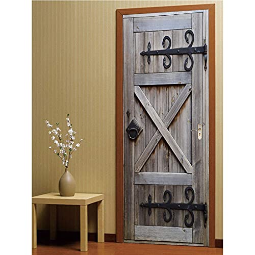 Misssixty Door Sticker - Retro Grey 3D Door Art Stickers - Waterproof Vinyl Printed Wallpaper Mural Decal For Door Wall - 78.7 X 15.2 Inch X 2 Pieces #TOP6