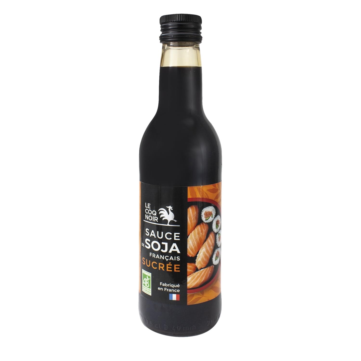 LE COQ NOIR Sauce soja sucrée bio en bouteille verre 37,5 cL - Fabriquée en France - Idéale pour assaisonnements et trempettes - Lot de 3