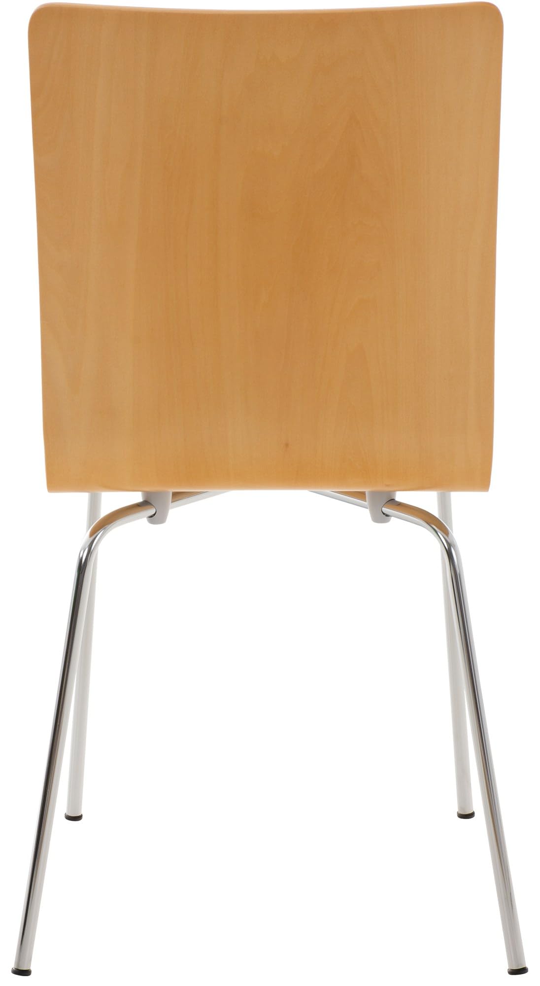 CLP Juego de 4 Sillas de Espera Pepe, Silla de Visitas con Asiento de Madera Ergonómico, Soporte Metálico, Color Natura