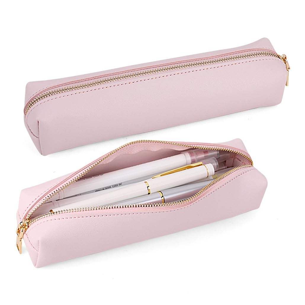 iSuperb Pencil Case Leather Pencil Case Teenager Pencil Case Pencil Pouch for Office Organizer School Girls Student Gift Portable Stationery Pencil Bag for Office(Pink)