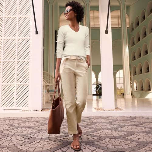 Lands' End Women's Mid Rise Classic Straight Leg Chino Ankle Pants4