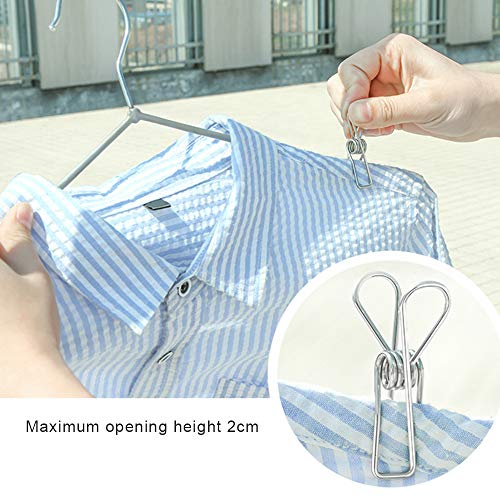 Image of FDSHIP Stainless Steel (Set of 20) Multipurpose Sturdy Clothes Hanging Clips, Clothes Drying Clips, Clothes Pegs, Clothespin,Rust Proof (Small)