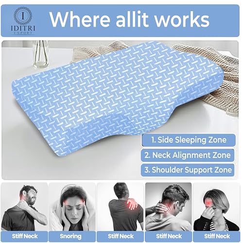 Image of Cervical Support Pillow Set of 2, Sky Geometric Memory Foam, 48x30x9 cm Contour Shape for Snoring, Breathable Skin Friendly Cover, Orthopedic Bedding Headrest for Sleep