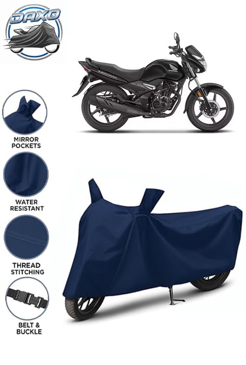 Image of Waterproof Bike Cover for Honda Unicorn | All Weather Protection from Rain, Dust, UV Rays & Scratches with Mirror Pockets & Buckle Belt | Unicorn Bike Cover