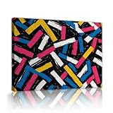 カラフルな落書きキャンバスウォールアート抽象的なポップアートキャンバスプリント幾何学的なカラーブロック画像リビングルーム保育園寝室の家の装飾38x50cmインナーフレーム