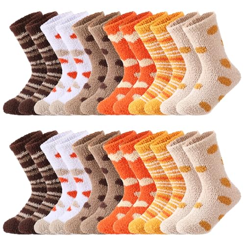 Foaincore Womens Fall Warm Plush Socks Fuzzy Slipper Socks Fluffy Soft for Autumn Halloween Thanksgiving Winter Home Indoor