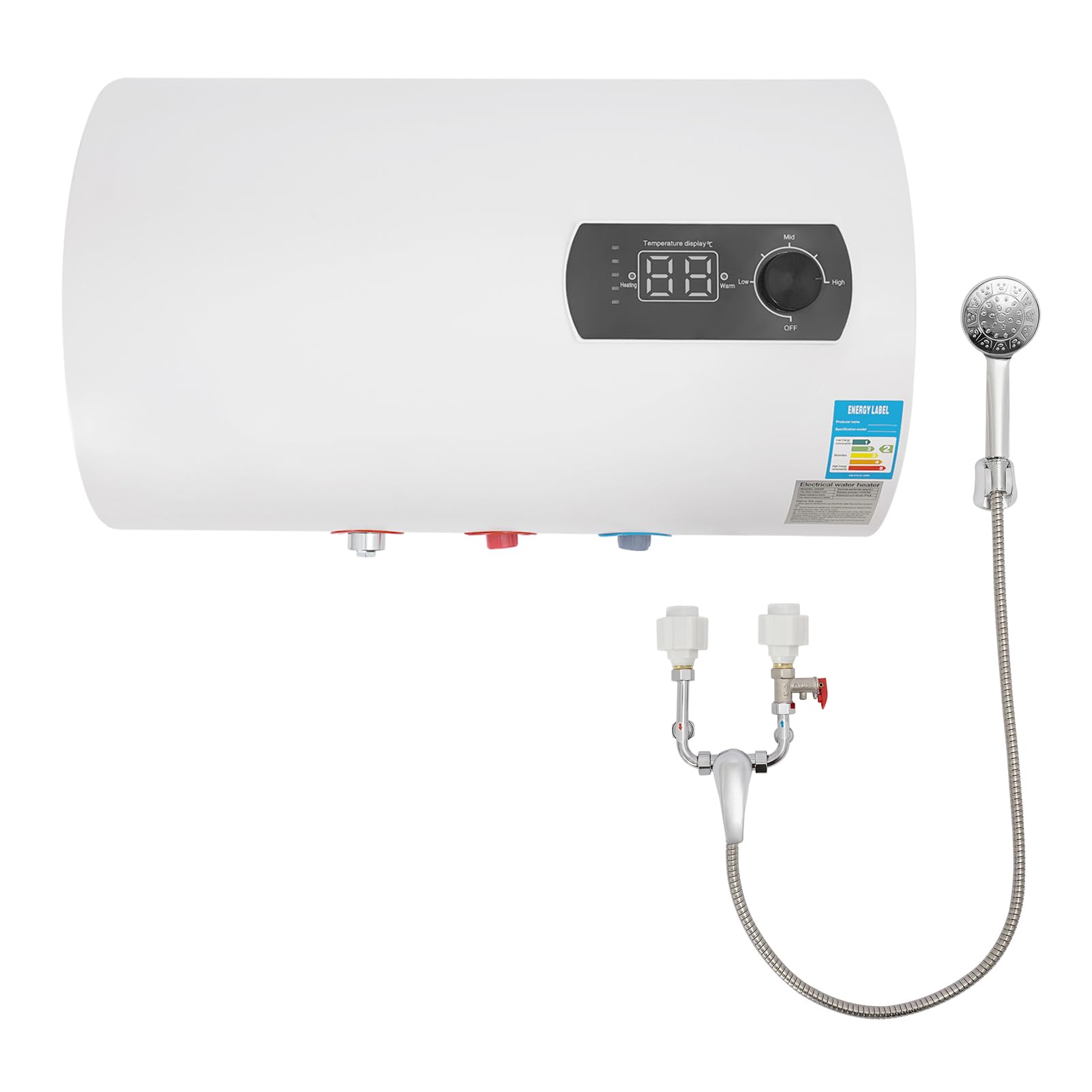 Elektryczny podgrzewacz wody, 40 l, 2000 W, IPX4, bojler wody ze słuchawką prysznicową i wężem prysznicowym, G1/2", bojler ciepłej wody do łazienki, zlewozmywaków kuchennych, przyczep kempingowych, do