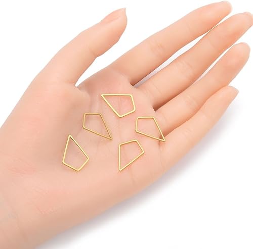 Vista 2 de Adabele - Conector de cuentas en forma de cometa de latón crudo de 0.787 pulgadas (0.787 in), con parte trasera abierta, bisel para pendientes sin