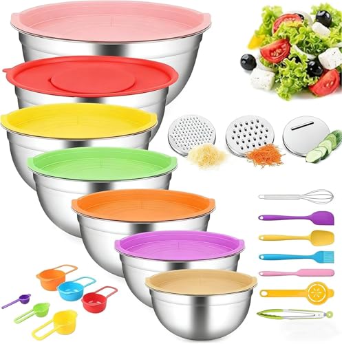 Set de 7 tazones con tapas, acero inoxidable miniatura 1
