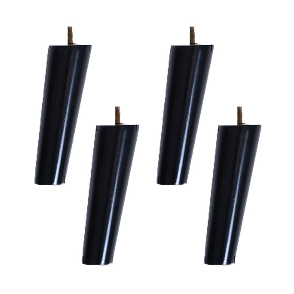 4 gambe in legno massello coniche di ricambio per mobili, gambe per mobili da divano, letto, sedia, divano, gambe in legno, filettatura M10, colore nero (cono obliquo 15 cm)
