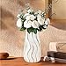 OTARTU White Ceramic Vase for Home Decor,Decorative Flower Vase, Vertical Stripe Ceramic Vases for Home Décor, Bedroom, Office, Living Room, Bathroom, Tabletop Decor, Centerpiece (White)