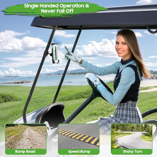 10L0L Golf Cart Phone Holder for EZGO Club Car Yamaha - Compatible with iPhone Galaxy Google Pixel360° Rotatable Design - Image 3