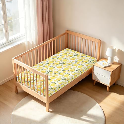 Matelas bébé protégé : drap imperméable 132x71 cm motif citrons