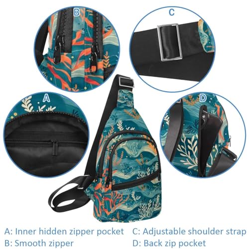Mochila cruzada para correr y viajar con estampado coral multicolor 2