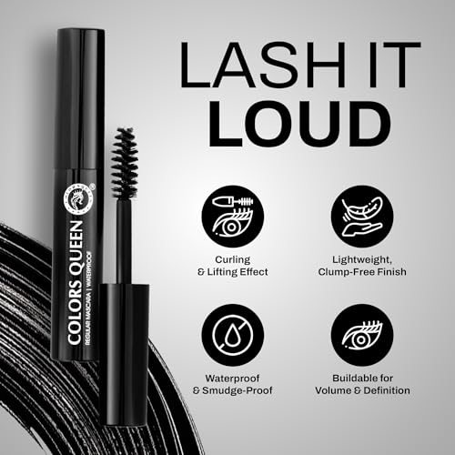 Image of Colors Queen Regular Mascara Waterproof Black | Curling & Lifting Effect | Lightweight | No Clumping | Waterproof & Smudge Proof Mascara for Women