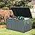 Domi Deck Box 100 Gallon Outdoor Storage Box, Large Metal Storage Cabinet Waterproof Lockable Container for Patio Furniture Cushions Garden Tools Pool-Supplies, Dark Grey