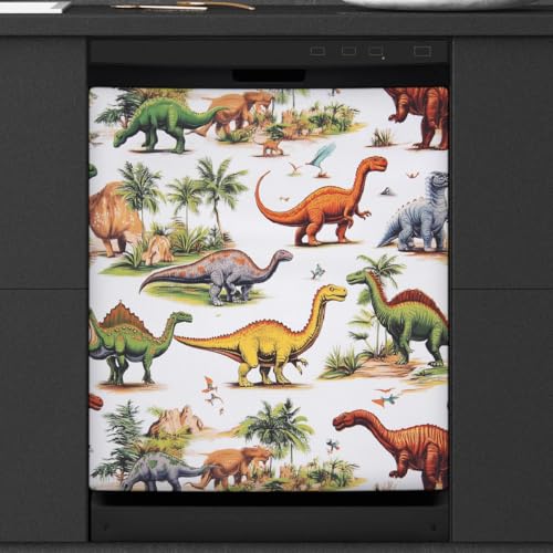 Cubierta magnética para lavavajillas de dinosaurios y panel frontal reutilizable 3